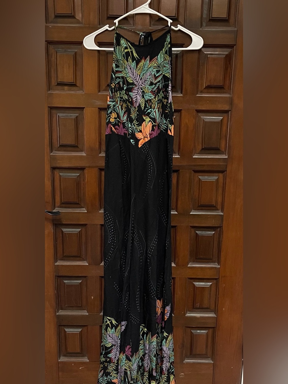Intimately Free People Sleeveless Black Lace-Back Floral-Trim Wide Leg Jumpsuit - Picture 13 of 14